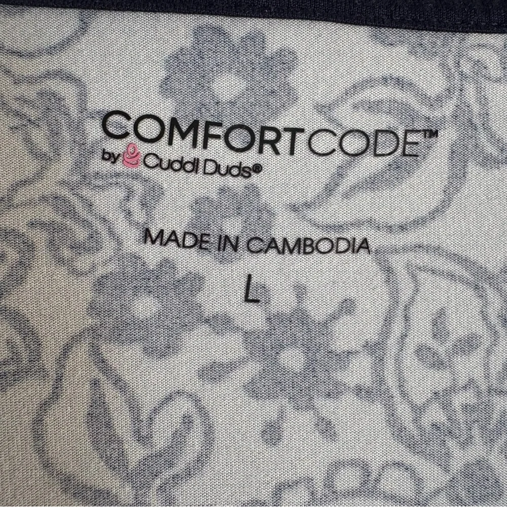 Comfort Code By CUDDL DUDS Pullover Floral Patterned Hoodie in Blues Size Large